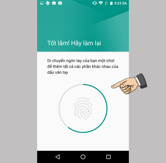 Bạn chạm ngón tay nhiều lần vào cảm biến để thiết lập vân tay.